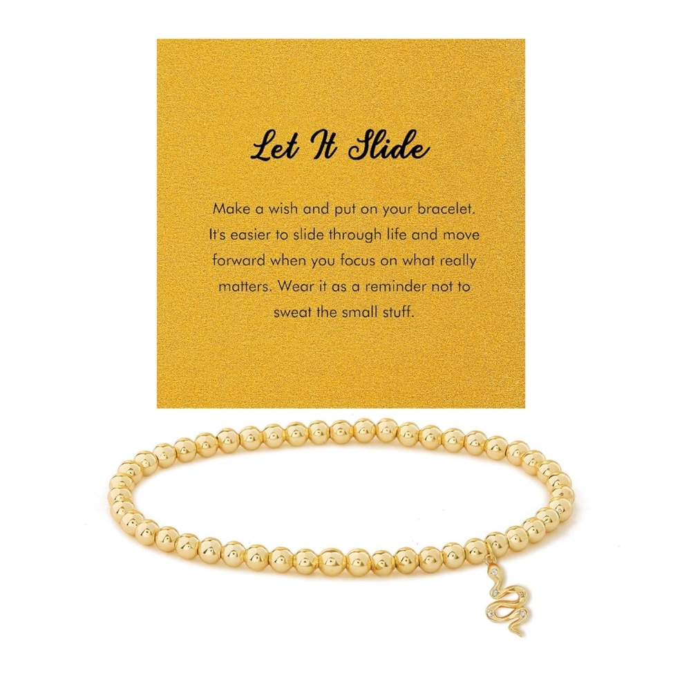 14k Gold Plated High Quality Brass Let it Slide  Bracelet NWT